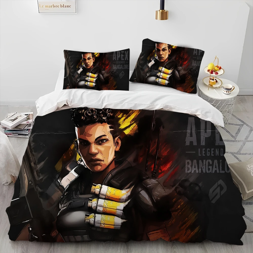 A-Apex Legends Game Gamer Cartoon Comforter طقم سرير، غطاء لحاف طقم سرير غطاء لحاف كيس وسادة، طقم سرير مقاس كينج كوين #5