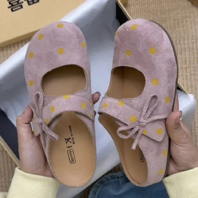 

New Polka Dot Bowknot Slippers 2026 Summer Women Thick Bottom Sandals Slippers Female Outdoor Non-slip Flip-flops Beach Shoes