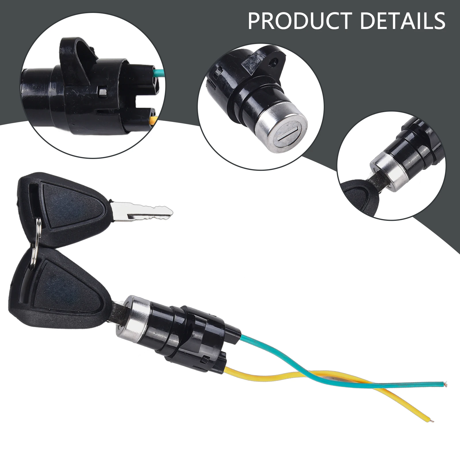 Ignition Key Ebike Switch 2 Wire Position For Electric Scooter E-Bike Lock+Key Electric Vehicle Power Lock, Electric Door Lock,