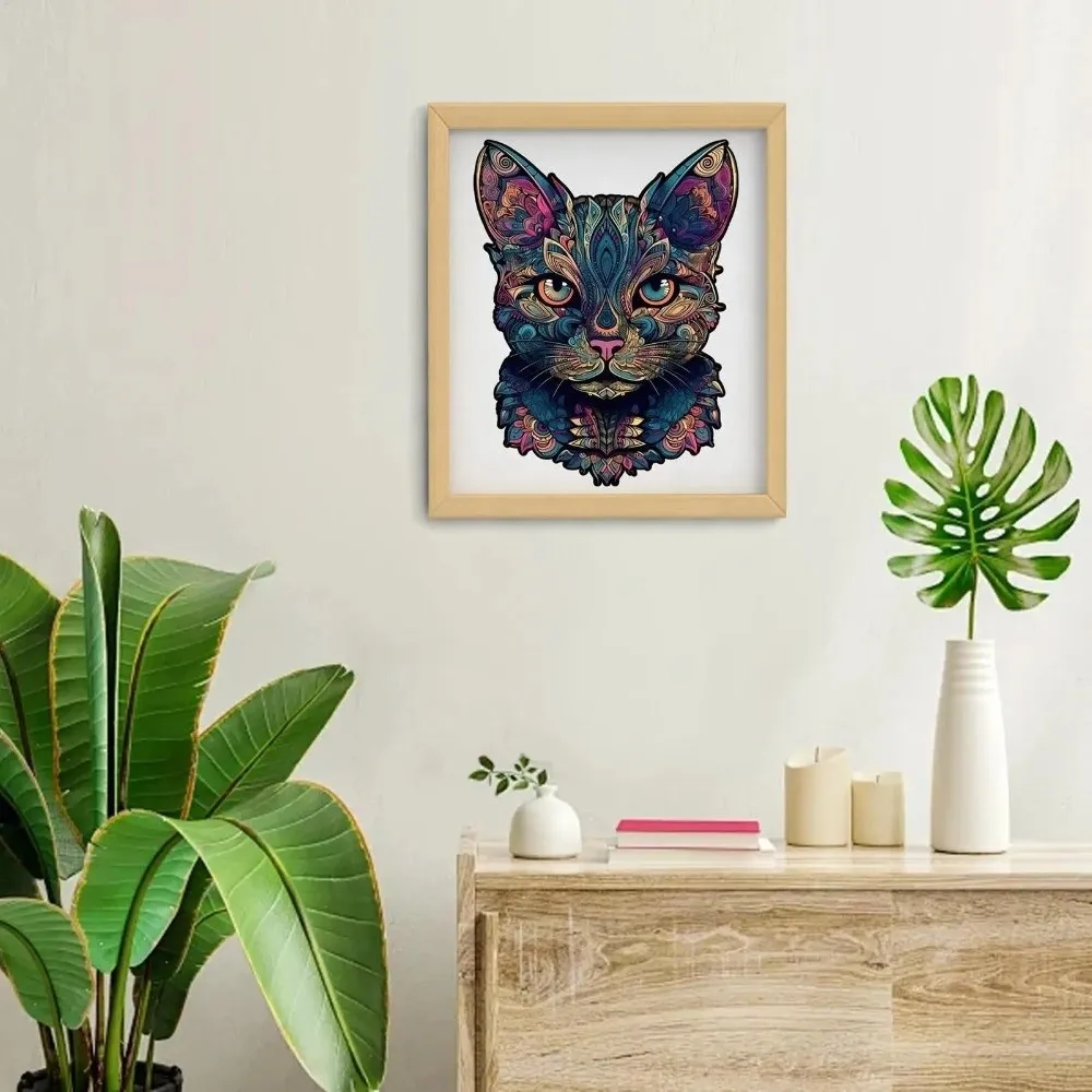 108/178 Pcs Creative 2 Size Cat Jigsaw Puzzle Unique Montessori Thinking Wooden Puzzle Challenging Brain Games Puzzle Education