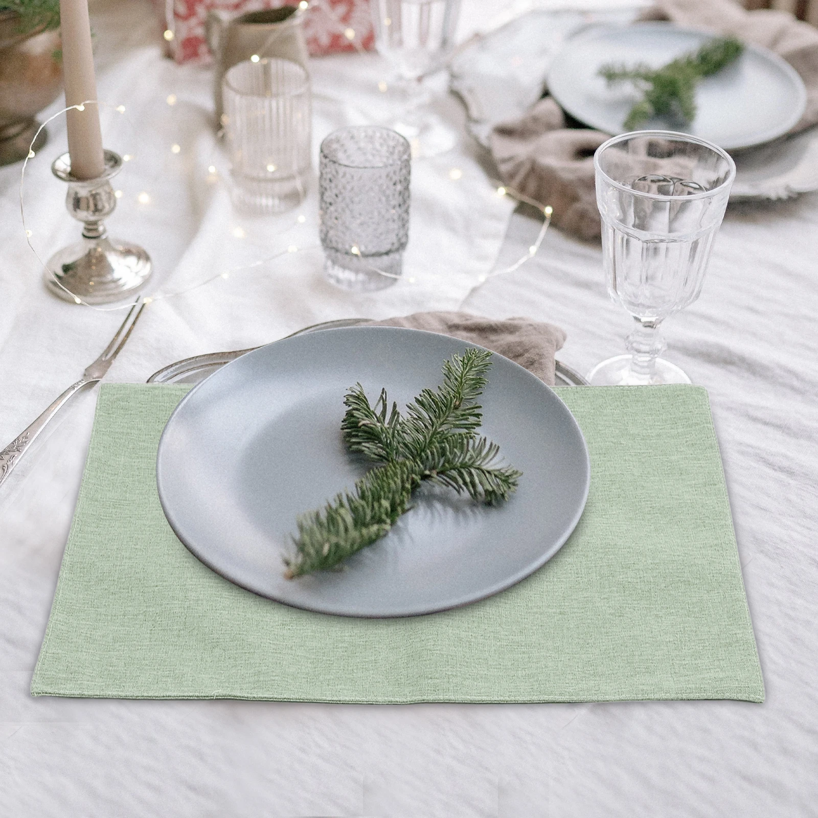 

4 Pcs Dining Table Placemat Tablecloth Dinner Party Napkin Mats Polyester Napkins