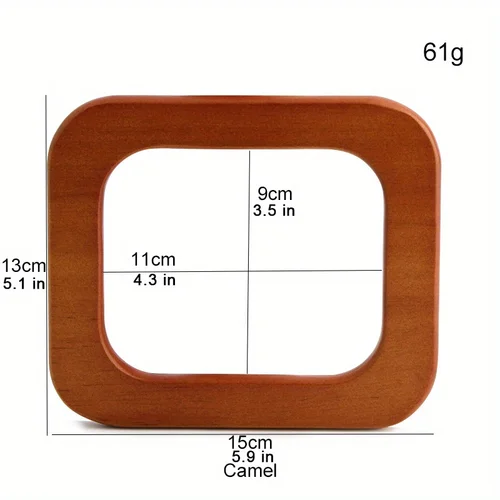 Imagen 2 del producto 2 uds asas cuadradas empalmadas de madera maciza, asas de bolso tejidas de roble, asas rectangulares de madera maciza para bolsa de playa
