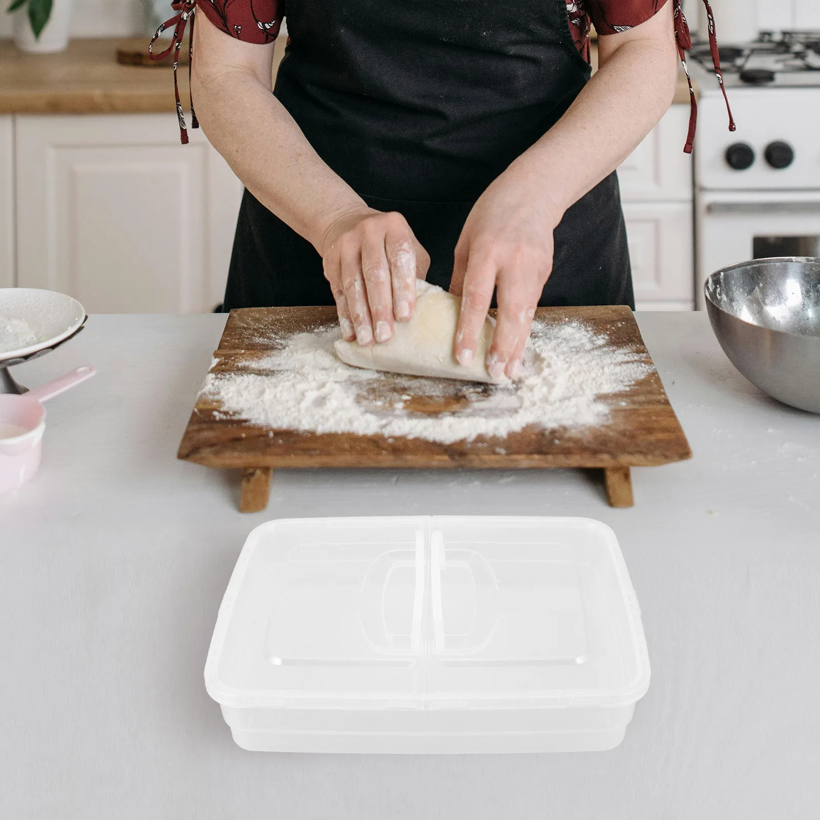 

Ergonomic Handle Pizza Dough Proofing Box Stackable Lid Included Space Saving Dough Rising Tray for Efficient Kitchen Baking and