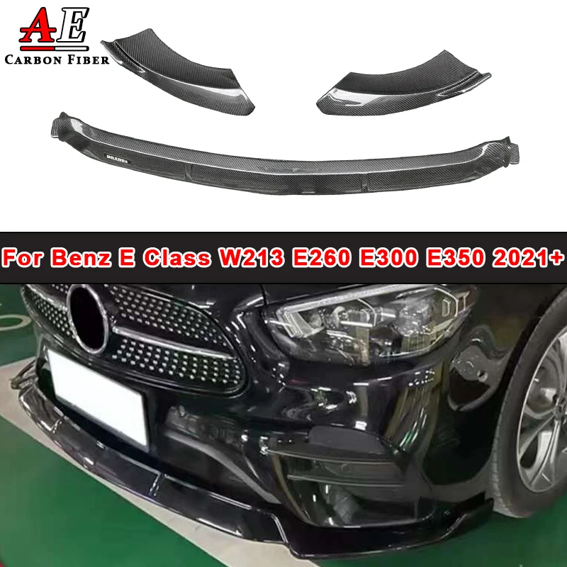 Carbon Fiber Front Bumper Lip Splitter Diffuser Spoiler For Mercedes Benz E Class W213 E260 E300 E350 2021+ Front Lip Body Kit