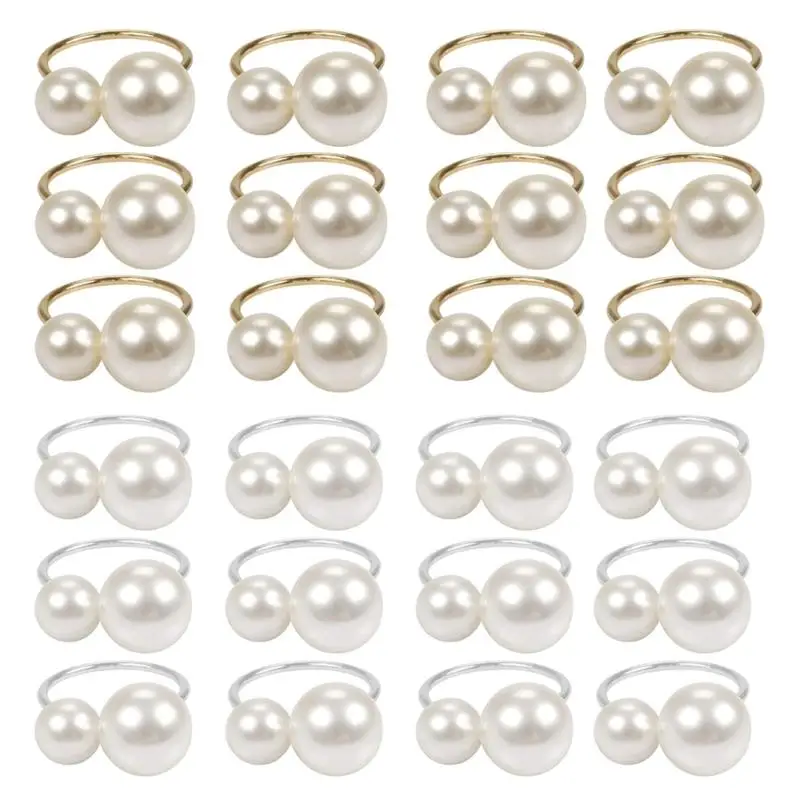 

Кольца для салфеток с жемчугом для свадебных приемов Кольца для салфеток с практичным жемчугом для сервировки стола