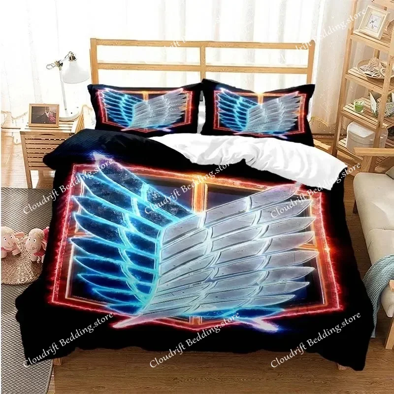 

Attack on Titan Duvet Cover 3D Exquisite Anime Cartoon Digital Print Bedding Set Comforter Bed Youth Home Decor Boys Gift