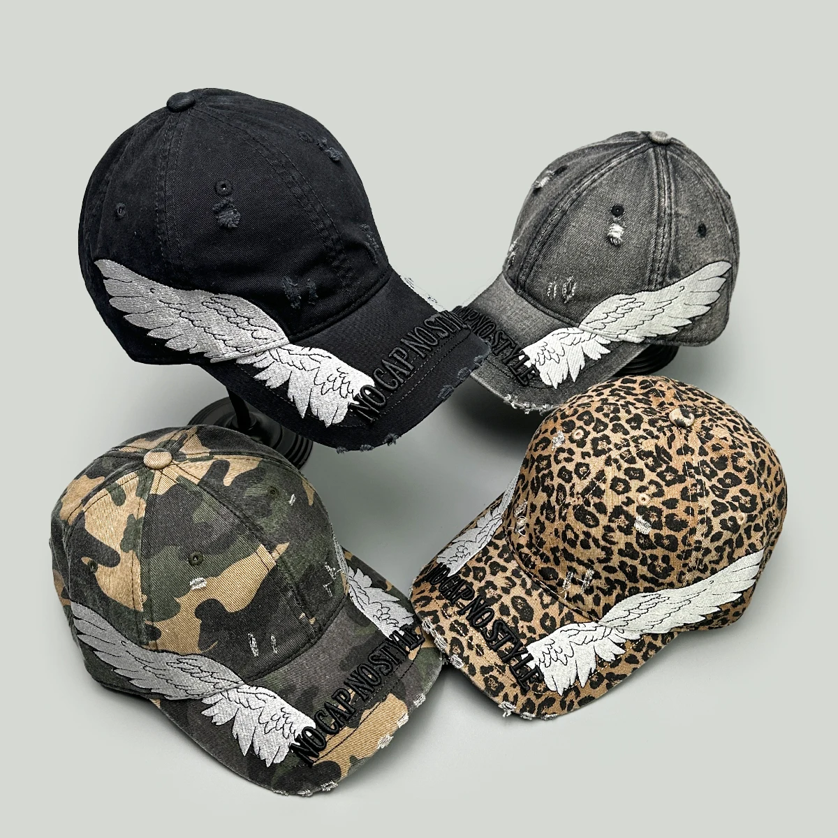 

Korean Embroidered Letters Dual-bladed Angel Wings Baseball Hats New Men Women Sunshade Retro Versatile ins Fashion Peaked Caps