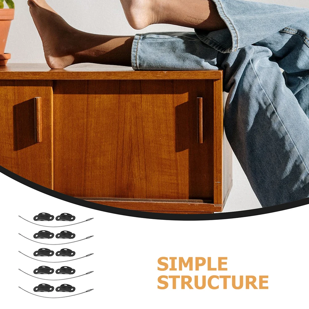 

5 Sets Furniture Wall Anchors Sturdy Anti-Tip Safety Straps Baby Proofing Heavy Duty Bookcase Cabinet Anchors Home Security