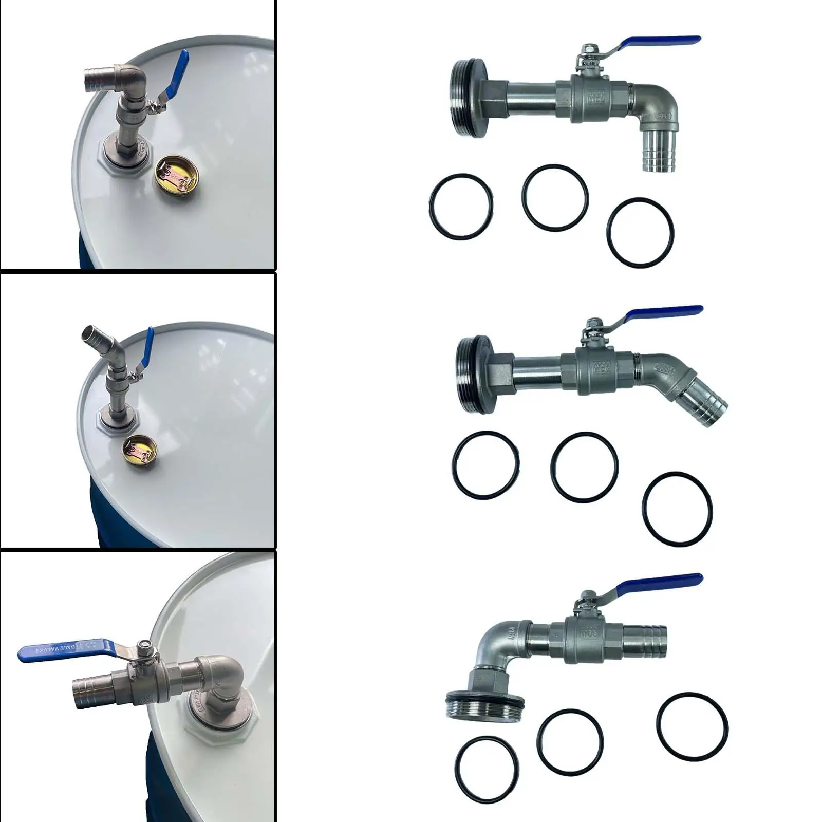 Grifo de barril con juntas, adaptador de tambor de aceite, válvula de bola de grifo de tambor Dn50 para contenedor, gasolina, diésel, agua, otros líquidos