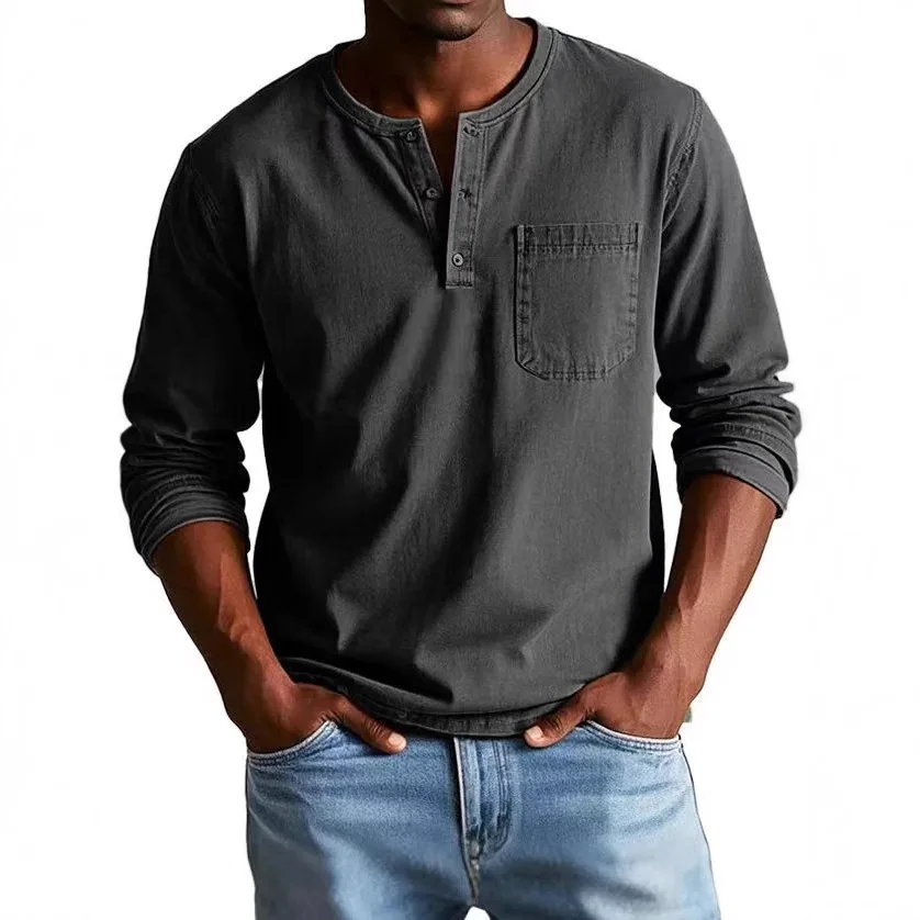 Men's Autumn and Winter Long Sleeve T-Shirt Slim-Fit Pullover Casual Long Sleeve Bottom Shirt Top