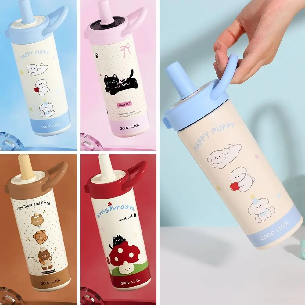 

Cute 650ml Water Cup Leak-proof 304 Stainless Steel Cartoon Insulated Cup with Carrying Handle Large Capacity Coffee Mug