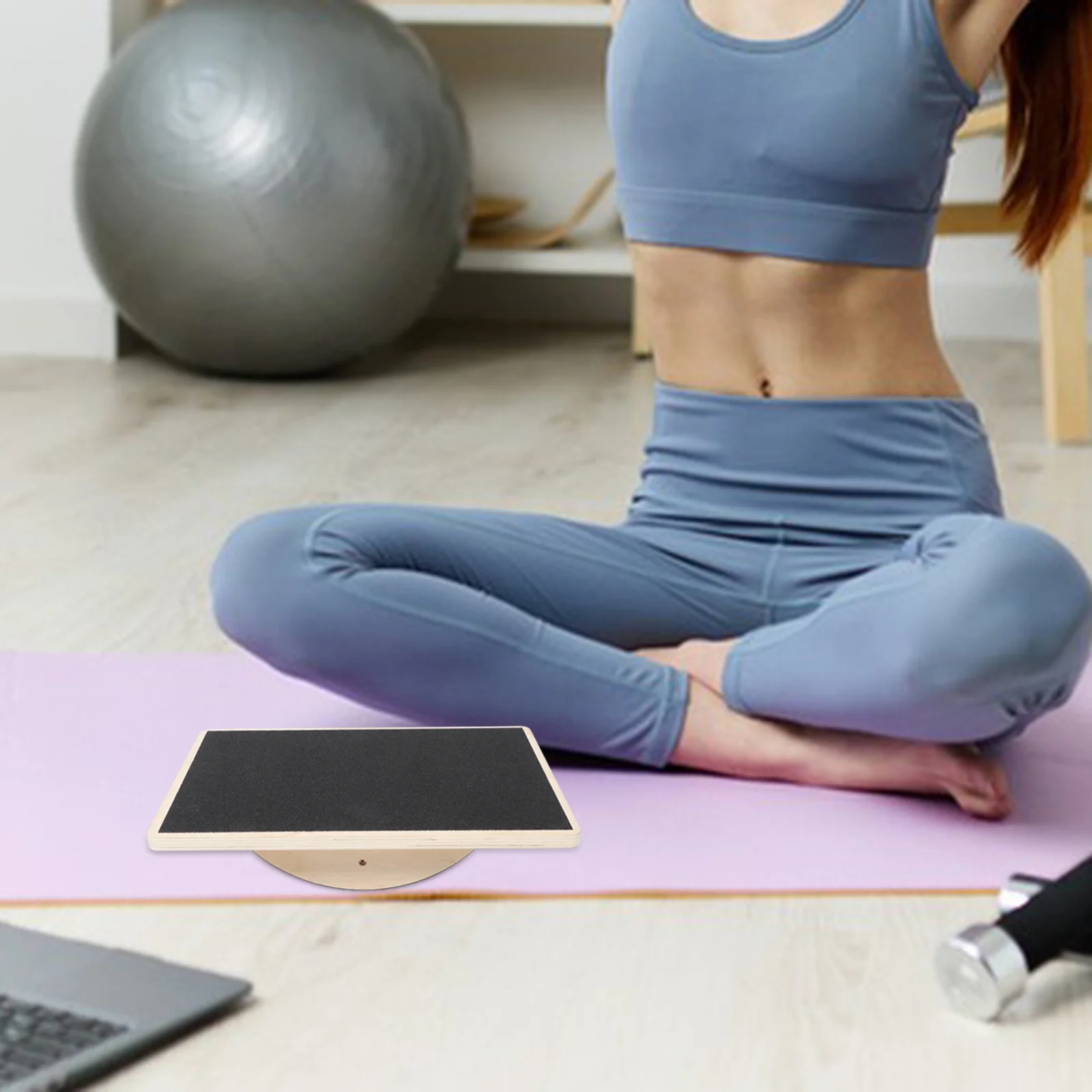 木製長方形ヨガバランスボード滑り止め大人用スタビリティトレーナーフィットネス機器バランスコーディネーションホームジムワークアウト