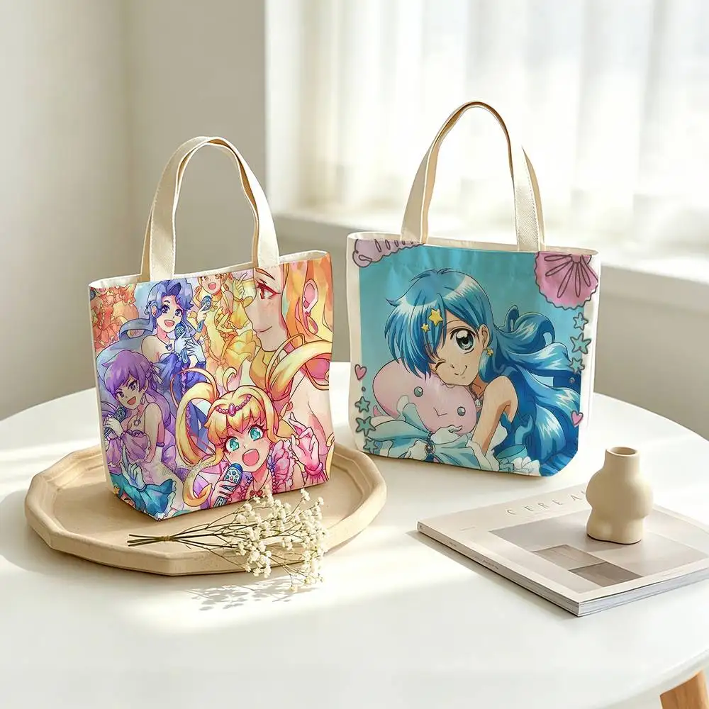 Mermaid M-Melody Pichi Pichi Pitch Printed Canvas Tote Bag Shoulder Bag Commuter Mommy Shopping Bag