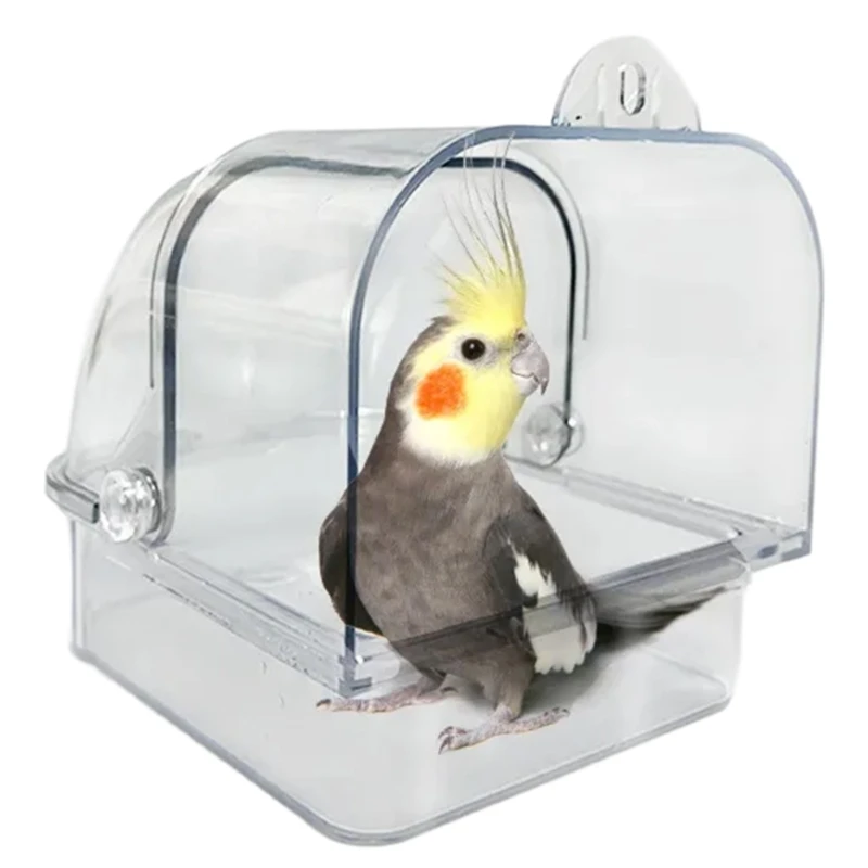 Hangable Bird Bath Tub for Parakeets Bird Cage Bathing Basins Clear Shower Room for Small Bird Birdcages Decors