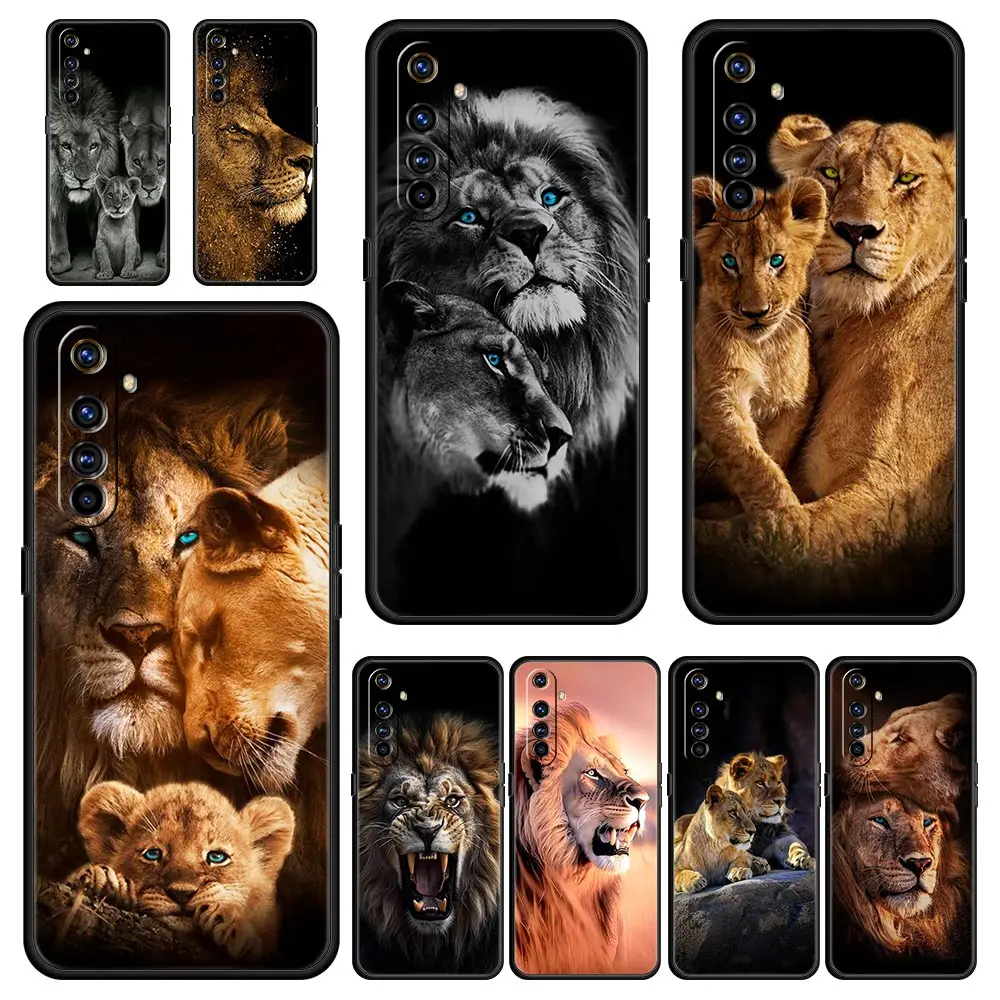 Funda de teléfono para Realme 12 11 Pro Plus 6 7 8 9 10 C35 C53 C55 C67 8i 9i GT2 GT3 GT5 GT Neo 2 3 5, funda con diseño de León Alfa y Cubo