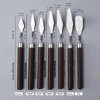Art Oil Painting Scraper Wooden Flat Head Stainless Steel Pick Knife Gouache Paint Pointed Color Mixing Spatula 2