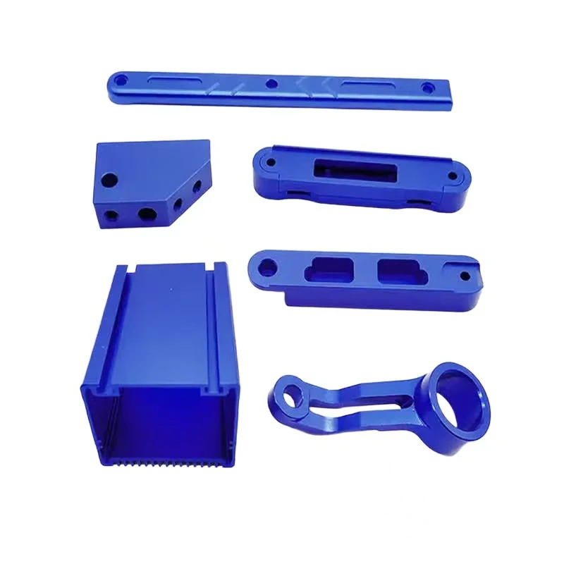 

Blue anodized aluminum alloy CNC precision machining machine parts equipment special-shaped connectors