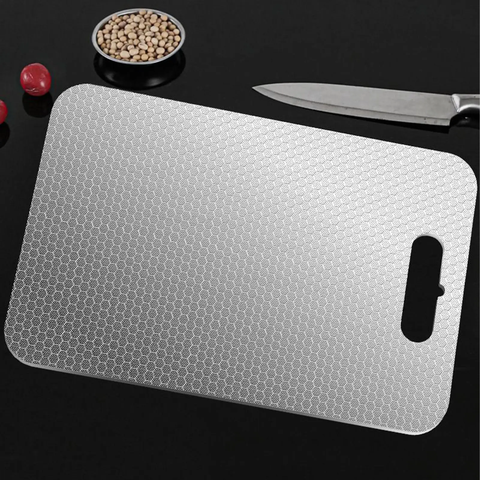

3Pcs Double-Sided Cutting Boards Set - Color Coded Stainless Steel & Plastic for Meat, Veg, Fruit - Kitchen Food Prep Trays
