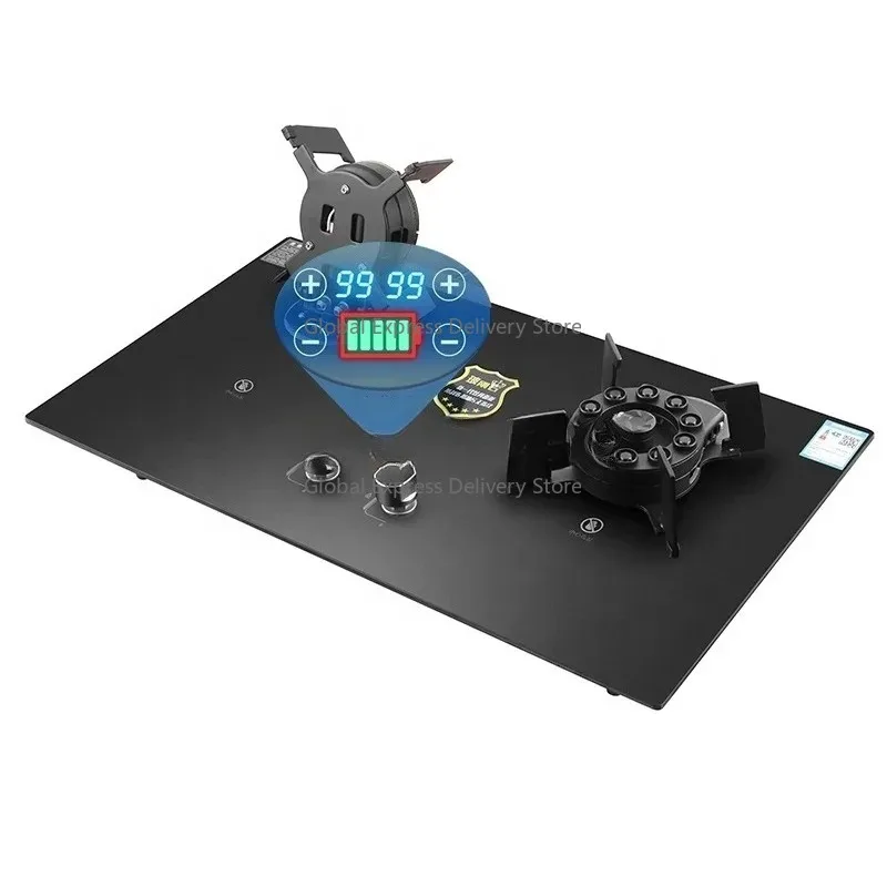

Black Crystal Panel Kitchen Stove: 5.2KW Double Burners, Folding, Timing Function (NG/IPG, 2 Burner Types)