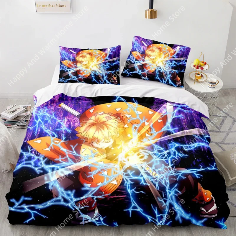 

Demon Slayer 3D комплект постельного белья аниме пододеяльник наволочки одинарный двойной полный королевский размер домашний декор пододеяльник наволочка подарок для мальчиков