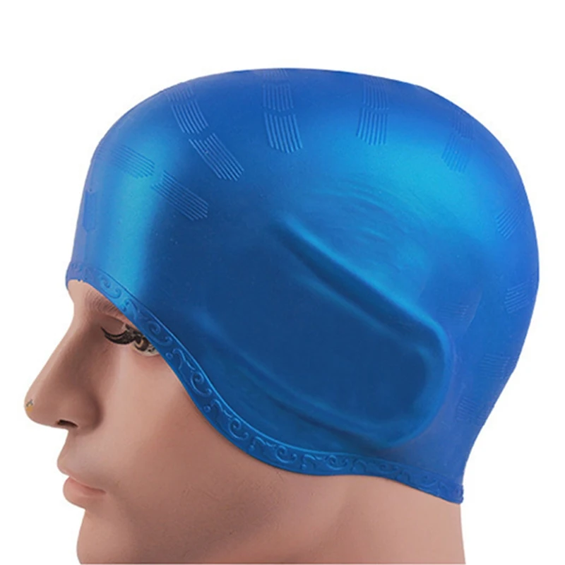 Swimming Caps for Men Women Swim Pool Cap Waterproof Long Hair Ear Protect Large Silicone Non-skid Diving Hat