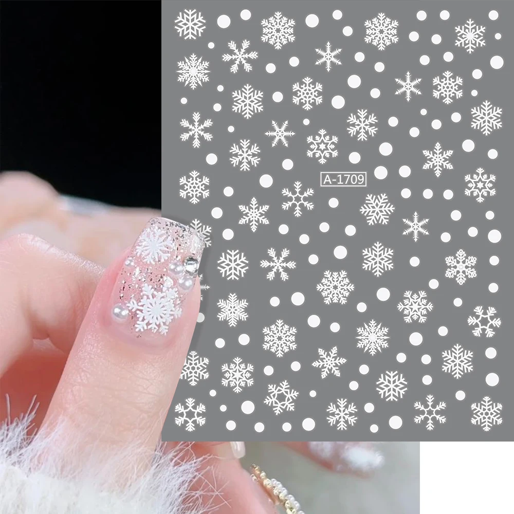 3D Luminous Christmas Snowflake Nail Stickers Winter Snowman Snowflake Self-Adhesive Sliders Glow in The Dark Nail Art Decals **