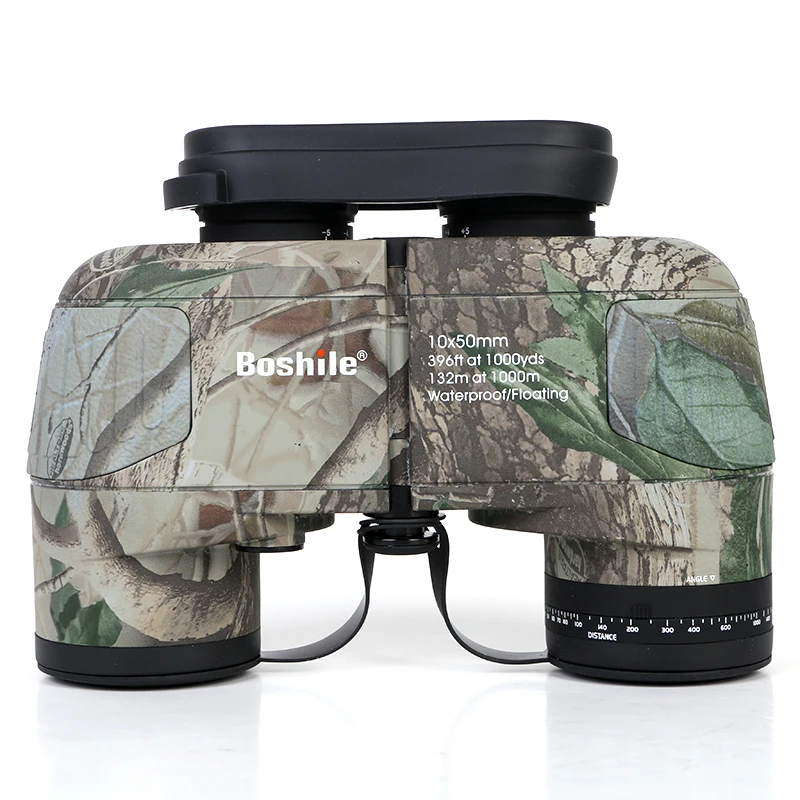 Boshile 10X50 HD High Power Military Marine Waterproof Binoculars with Rangefinder Distance Navigation Hunting Telescope