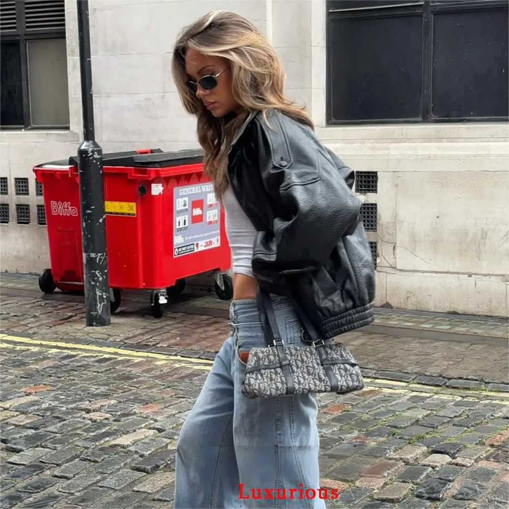 KONDALA Casual Chic Schwarz Leder Jacken Frauen Langarm Tasten Elastische Übergroße Mäntel Mode 2026 Frühling Streetwear Mäntel – Detail 7