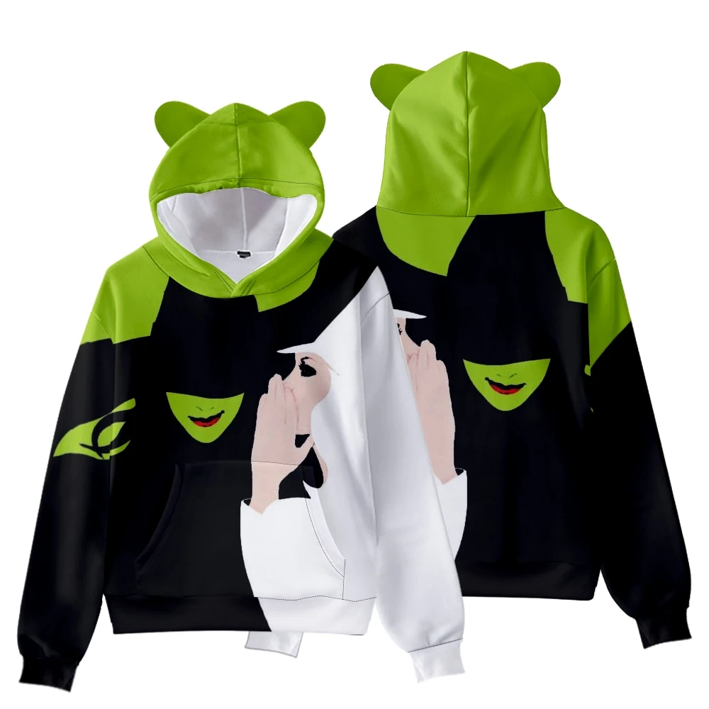 WICKED The Musical Kids Hoodie for Teens Boys Girls Elphaba Cosplay Kawaii Cat Ears Pullover Hooded Jacket Children Clothes