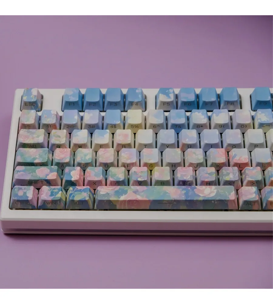 

Keycap personality sublimation mechanical keyboard wooting rose garden side engraved transparent keycap PBT original height