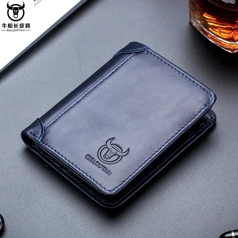 The Best Birthday Gift for Lover or MEN  Genuine Leather Short Style Soft Cow Leather Fashion Card Dollar Clip Coin Purse Wallet