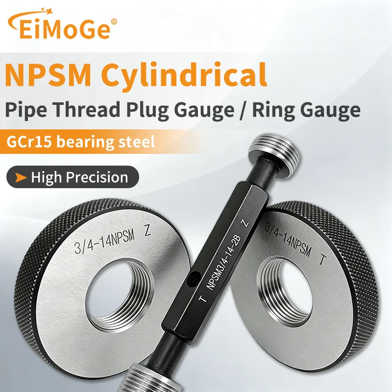 

EIMOGE 1PCS/SET NPSM Cylindrical Pipe Thread Plug/Ring Gauge Measure Tool NPSM 1/8~3/4 1''-- 1''1/4 1''1/2 2''-- 2''1/2 3''-