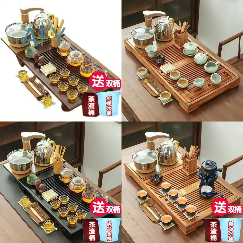 Fully Automatic Integrated Tea Making Set for Drinking Tea Light Luxury High End Home Office Living Room Solid Wood Tea Set