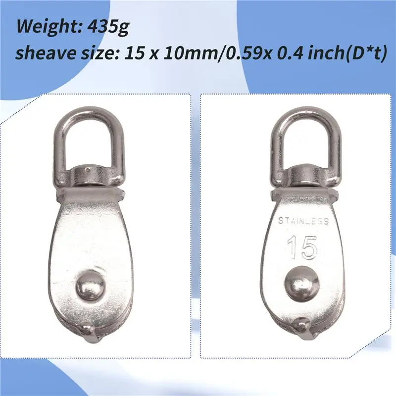 [HOT!A34R】 Crane Pulley Block M15 Lifting Crane Swivel Hook Single Pulley Block Hanging Wire Towing Wheel 10Pcs