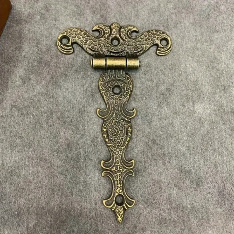 2pcs Cabinet Door Butt Hinges Zinealloy Vintage Brass Plated Large Hinge for Jewelry Wooden Box Decorative Furniture Accessories