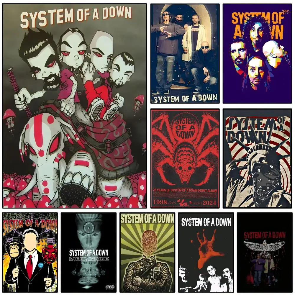 Heavy Metal Band S-System Of A Down Poster Self-adhesive Art Waterproof Paper Sticker Coffee House Wall Decor
