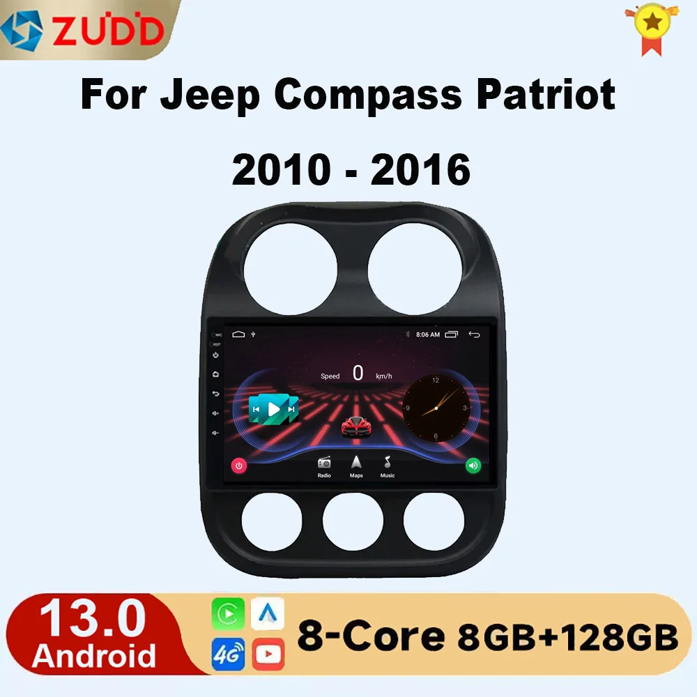 

Android 13.0 2din Car Radio For Jeep Compass Patriot 2010 - 2016 GPS Video Multimedia Stereo Auto Player Carplay IPS 8G 128G