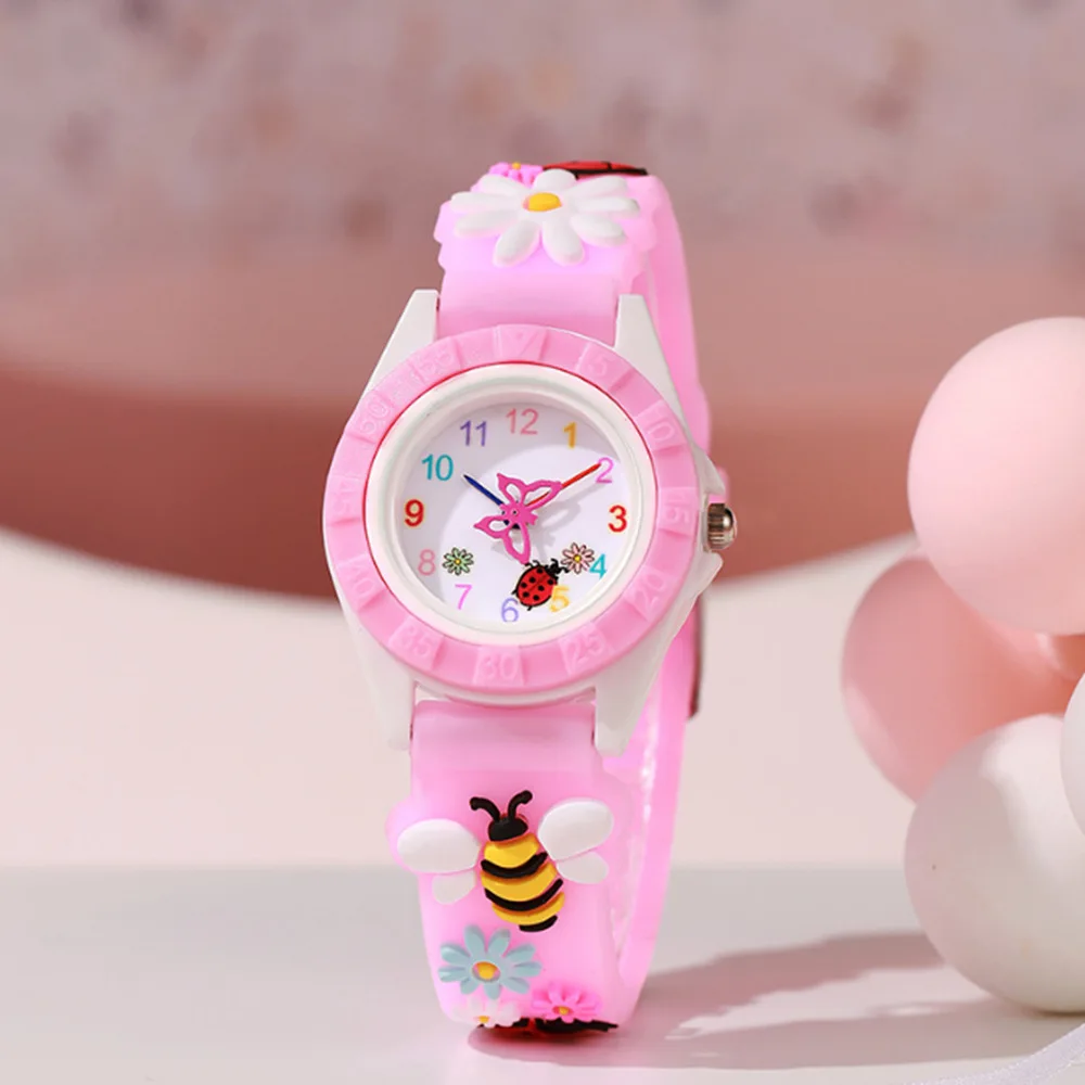 New Cartoon Cute Butterfly Watch for Girl Lovely Quartz Watches Casual Sport Outdoor 3D Silicone Strap Girls Clock Gift