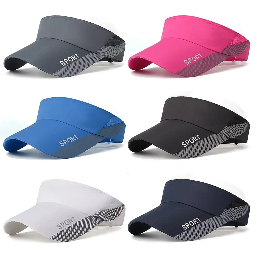 Summer Empty Top Sun Hat Anti-UV Breathable Baseball Cap Long Brim Adjustable Sports Visor Running