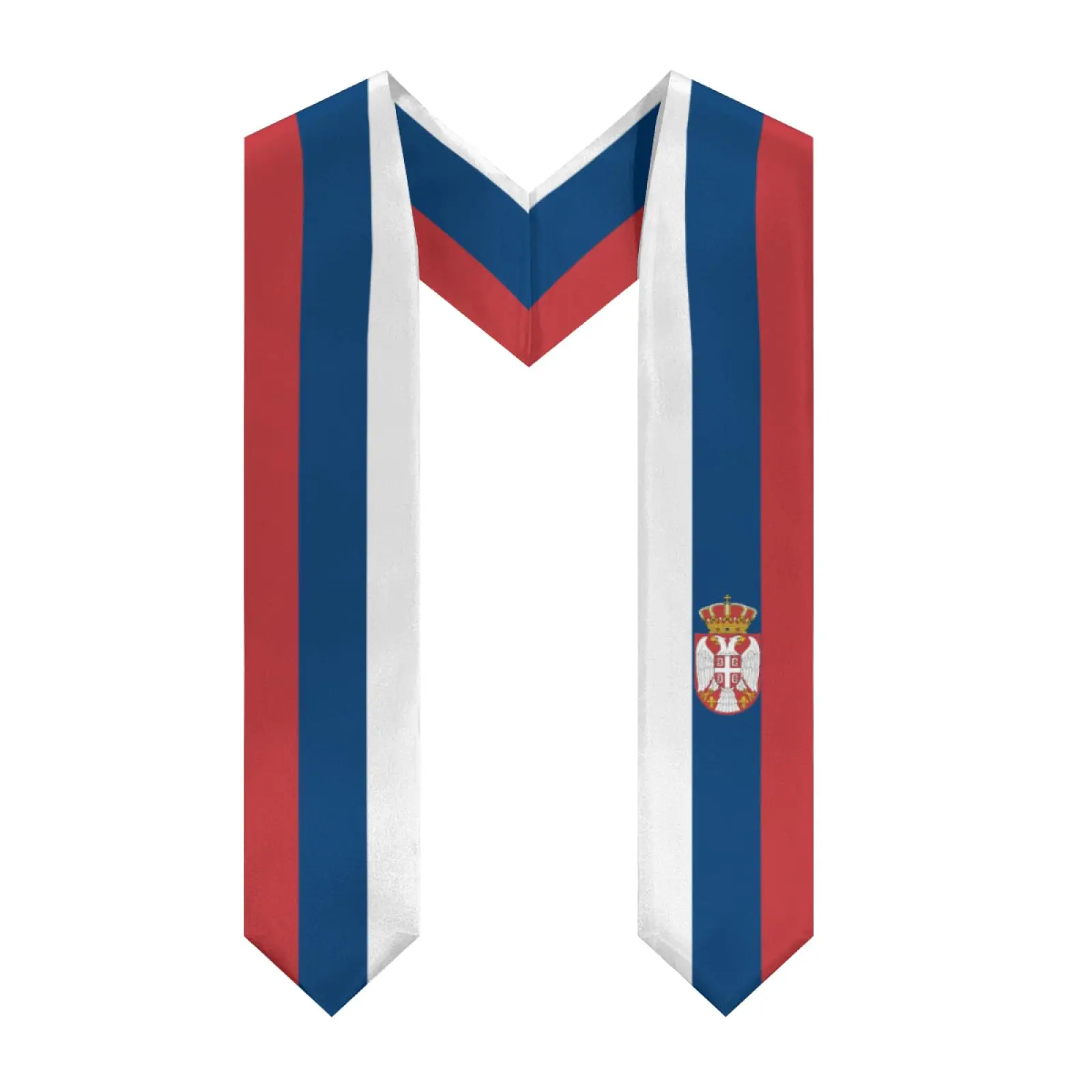 

2025 Serbia Flag V-neck Graduation Stole Shawl Sash Honor For Study Aboard International Students