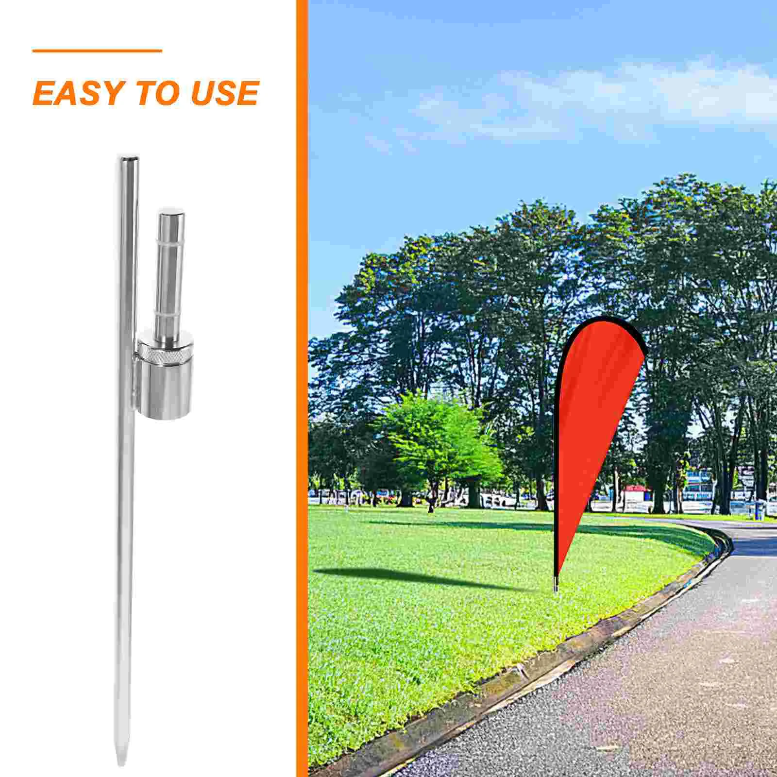 Stainless Steel Spikes Ground Stake Flag Base Pole Supply Accessory Pile Fixed Sturdy Flagpole Fixing Holder