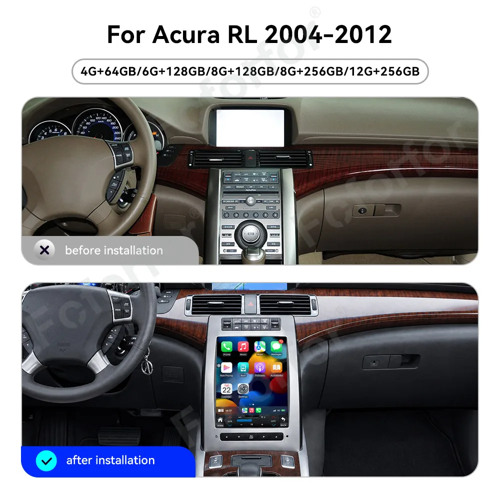 Car GPS Navigation Car Radio 10.4 Inch The Newest Android 15 For Acura RL 2004-2012 Wireless Car Multimedia Player Head Unit