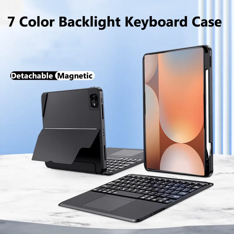 LED Backlight Keyboard for Samsung Galaxy Tab S10+ 12.4inch 2024 S10 Plus A9 Plus 11 S7 FE 12.4 S8 S7 11 A8 10.5 S6 Lite Case