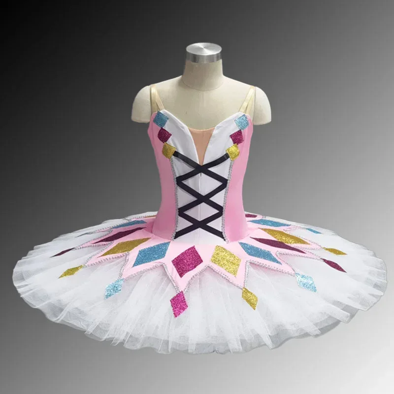 

New Professional Ballet Tutu Girls Pink Platter Pancake Tutu Ballerina Party Dress Adult Women Child Kids Ballet Dance Costume