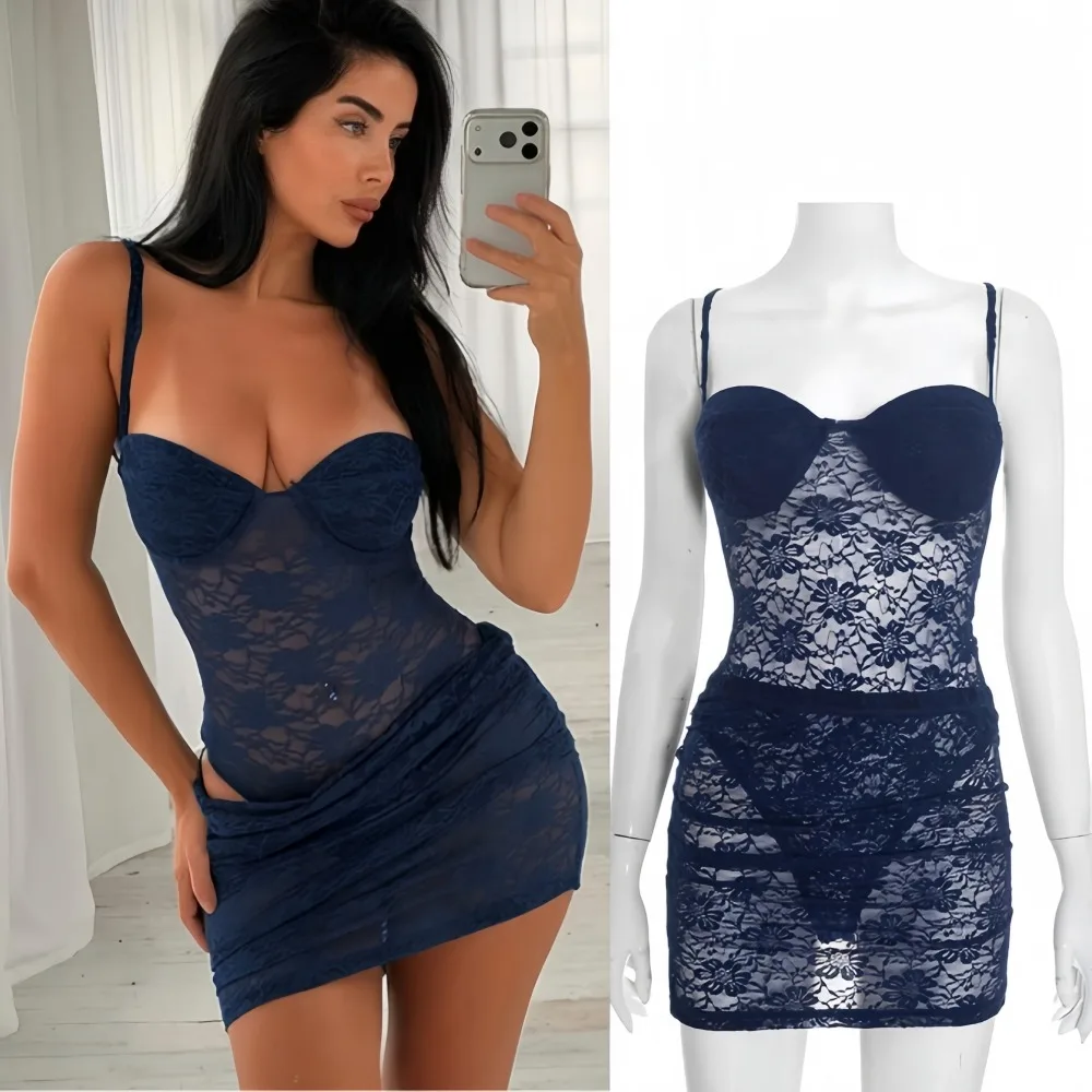 

Комбинезоны с открытой спиной и юбка, женская уличная одежда, новый сексуальный кружевной лоскутный комплект из 2 предметов для женщин, на тонких бретельках