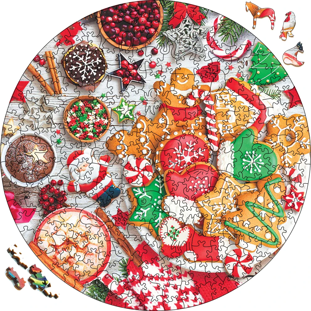 Christmas Table Wooden Jigsaw Puzzle Festival Gifts Toys For Adults Wood Puzzles Family Holiday Gift Puzzle Toy For Kids