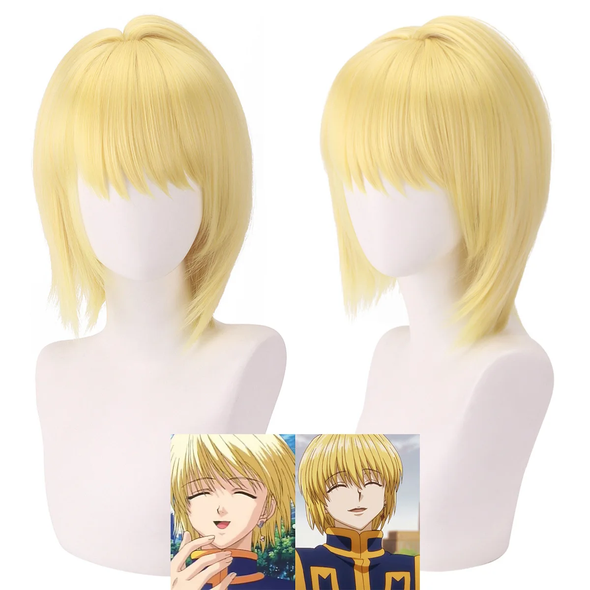

Synthetic Blonde Wig Cosplay Costume Large Scalp Heat Resistant Fiber Hair Role Play Halloween Party Anime Character