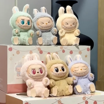 Nuova ristampa Labubu Anime Figure The Monsters Labubu Sit-Down Party Series Ciondolo in vinile Collezione di bambole Regali Replica 1:1