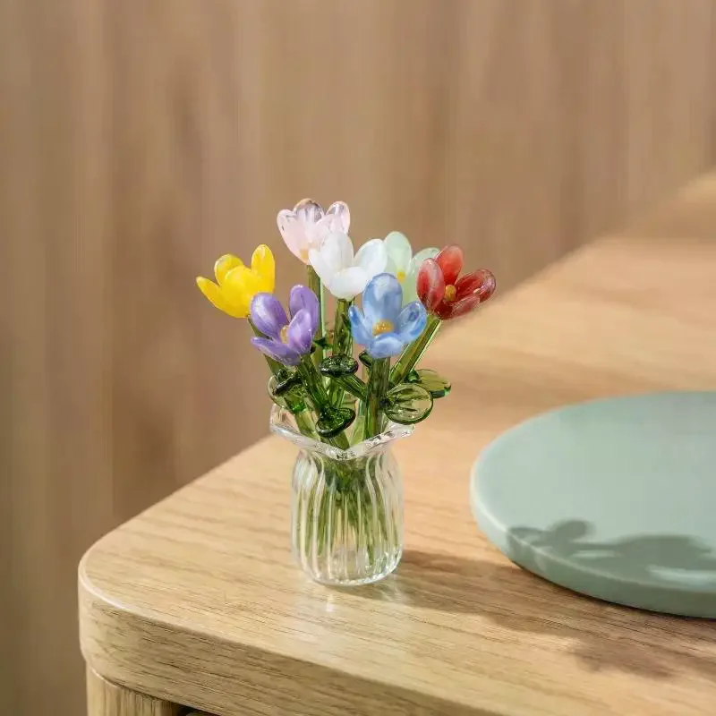 Realistic Glass Flowers 6/7Pcs - Plant Parent Gifts 评论和价格