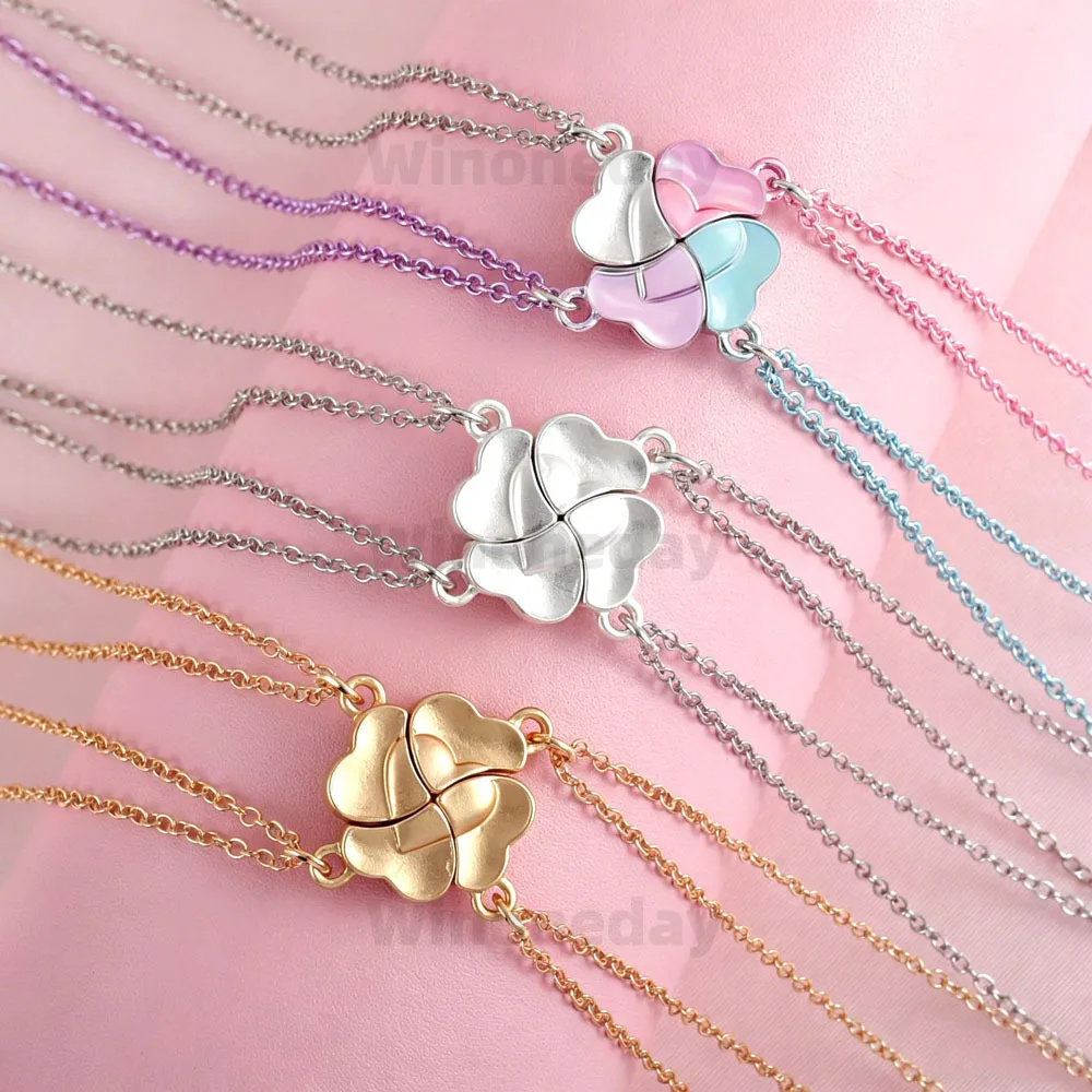 Winoneday 4Pcs/set Cute Lucky Four Leaf Clover Stitching Bes